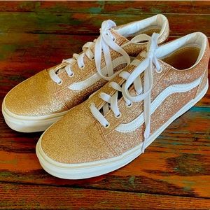 Vans Authentic Off The Wall Women's Sz 8.5/6.5 Jr  Gold Glitter Sneaker